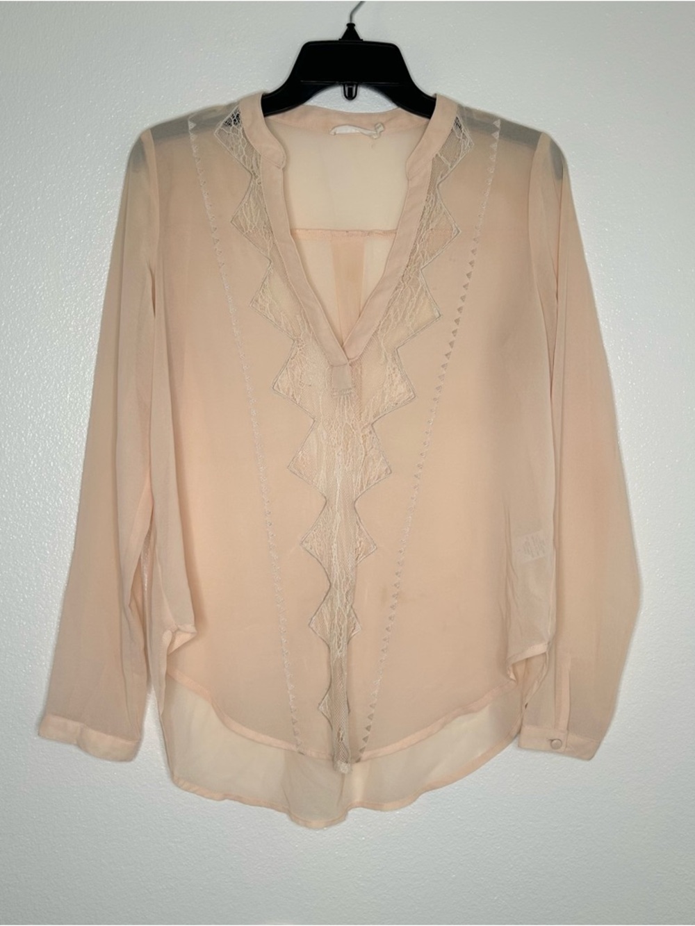 Lush Peach Ruffle V-Neck Chiffon Blouse